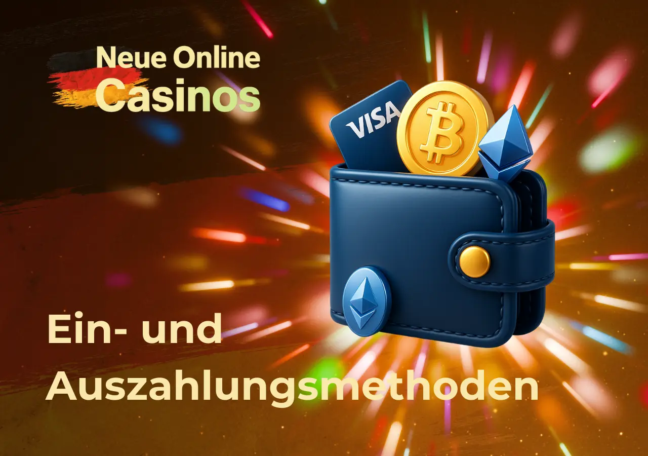 Ein- und Auszahlungsmethoden neuer Casinos umfassen Karten, E-Wallets und Kryptowährungen.